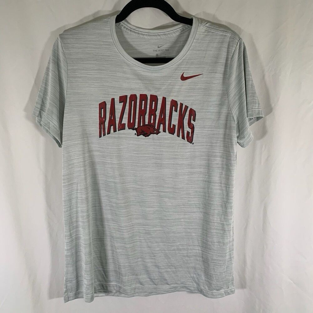 Arkansas Razorbacks Nike Shirt Men's Large Grey Graphic Print Short Sleeve Crew